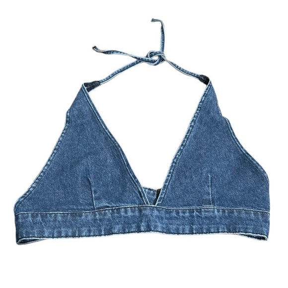 Boohoo Women’s Denim Bralette Sz 12/ Large - Picture 2 of 3